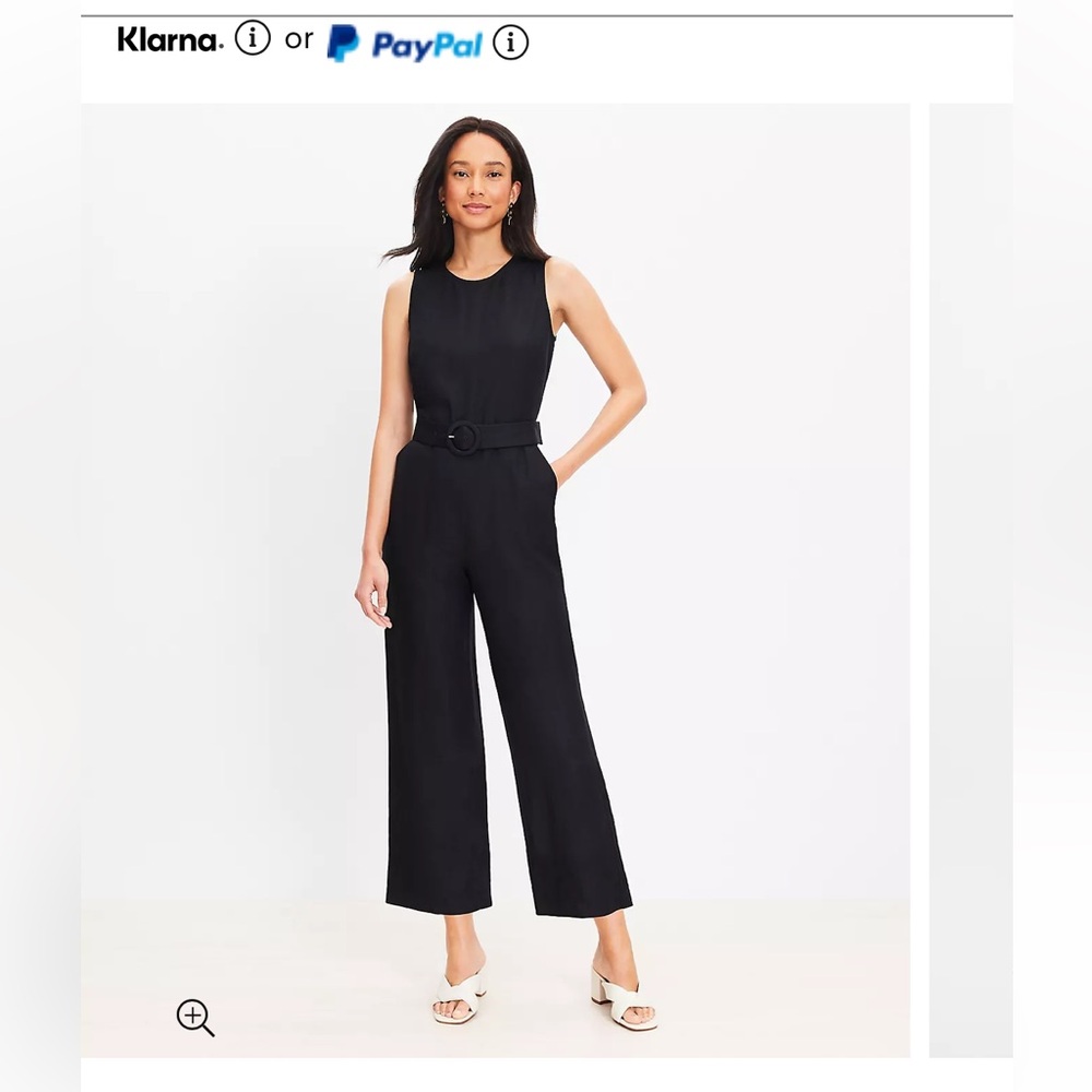 NWOT- Linen blend belted sleeveless jumpsuit - black 4